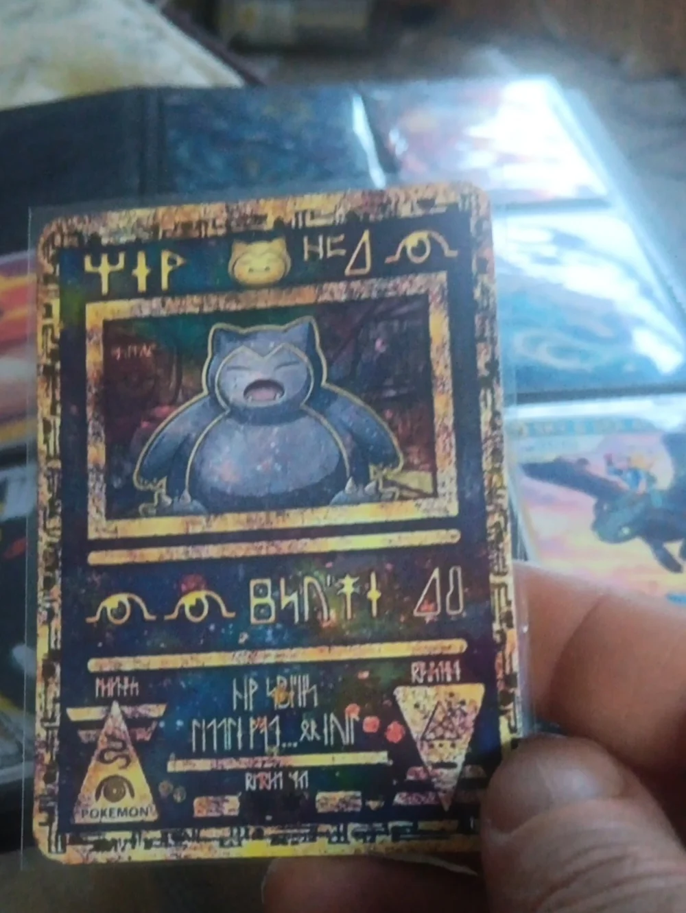 Snorlax Holographic Collector Card - Black/Gold Accent